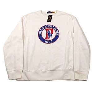 Polo Ralph Lauren Sweatshirt Mens Large White Polo Logo 1967 Fleece P Wing $148